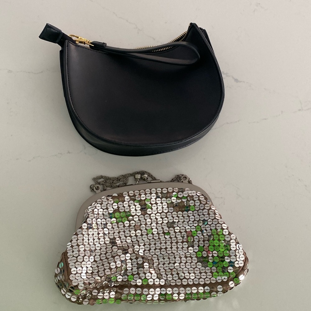Wristlet bundle sequin and black leather
